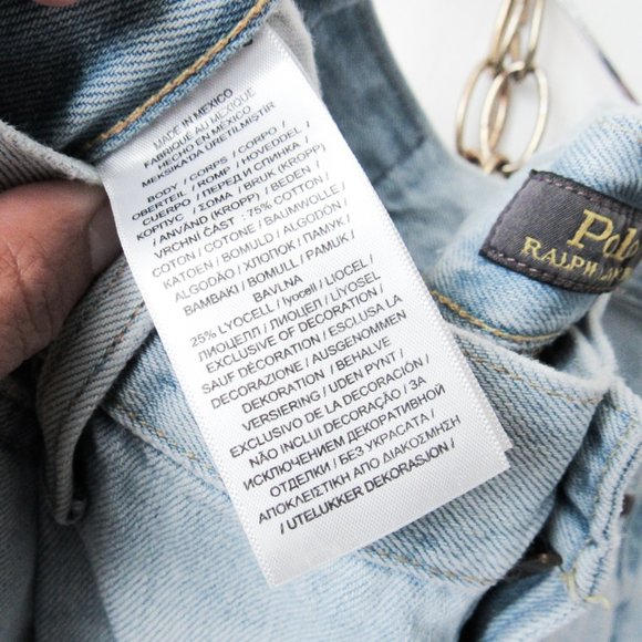 POLO RALPH LAUREN Denim Patchwork Blue Jeans ‘Avery’ Boyfriend Style Jeans /31 - Picture 13 of 14